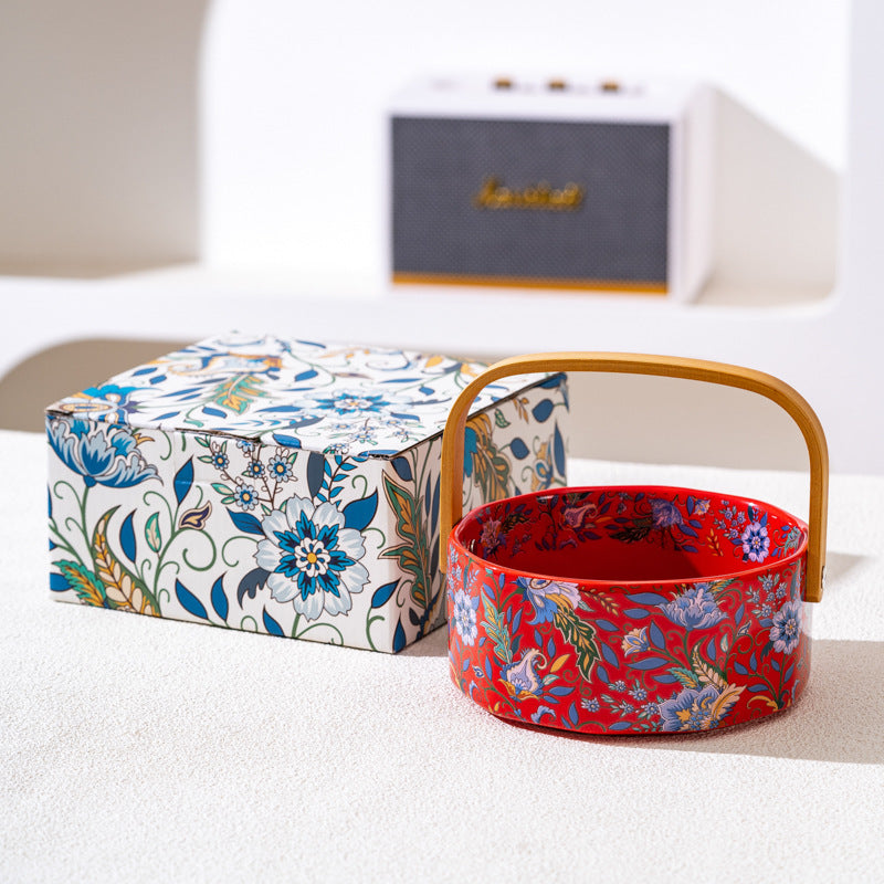 French Style Fruit Plate High-end Exquisite and High-value Fruit Plate Living Room Coffee Table Household Afternoon Tea Dim & Cam Plate Ceramic Basket
