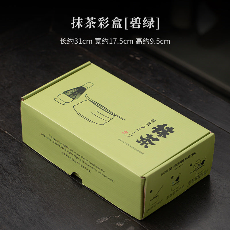 Japanese Tea Ceremony Cherry Blossom Pink Matcha Four-Piece Ceramic Matcha Bowl Tea Whisk Tea Spoon Tea Accessories