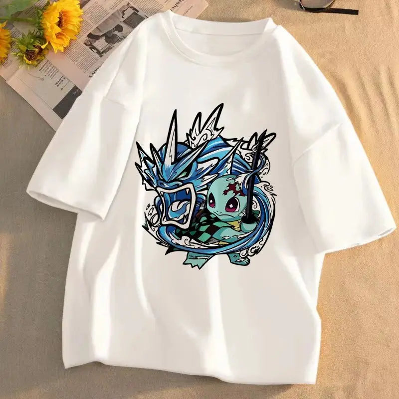 Demon Slayer Main Characters T-Shirt for Men Women Kids, Tanjiro Nezuko Inosuke Graphic Tee, Oversized Cotton Short Sleeve Top