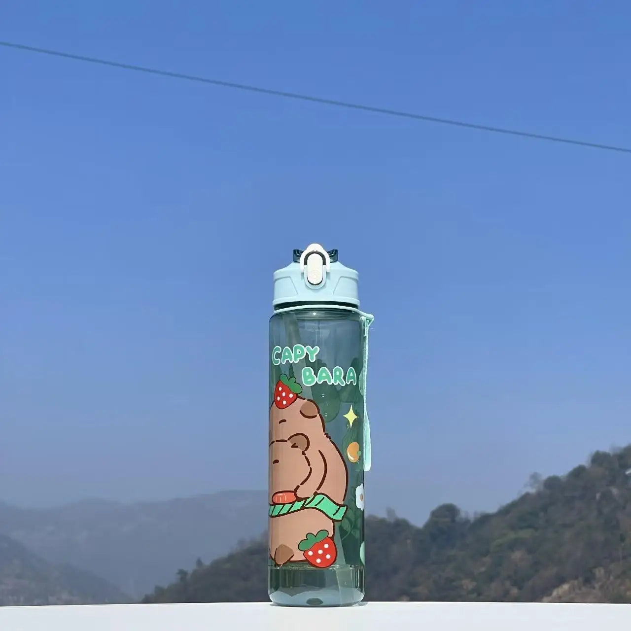 Capybara Cartoon Straw Cup, Cute Insulated Water Bottle with Zipper, Large Capacity, Lightweight & Portable for School, Outdoors