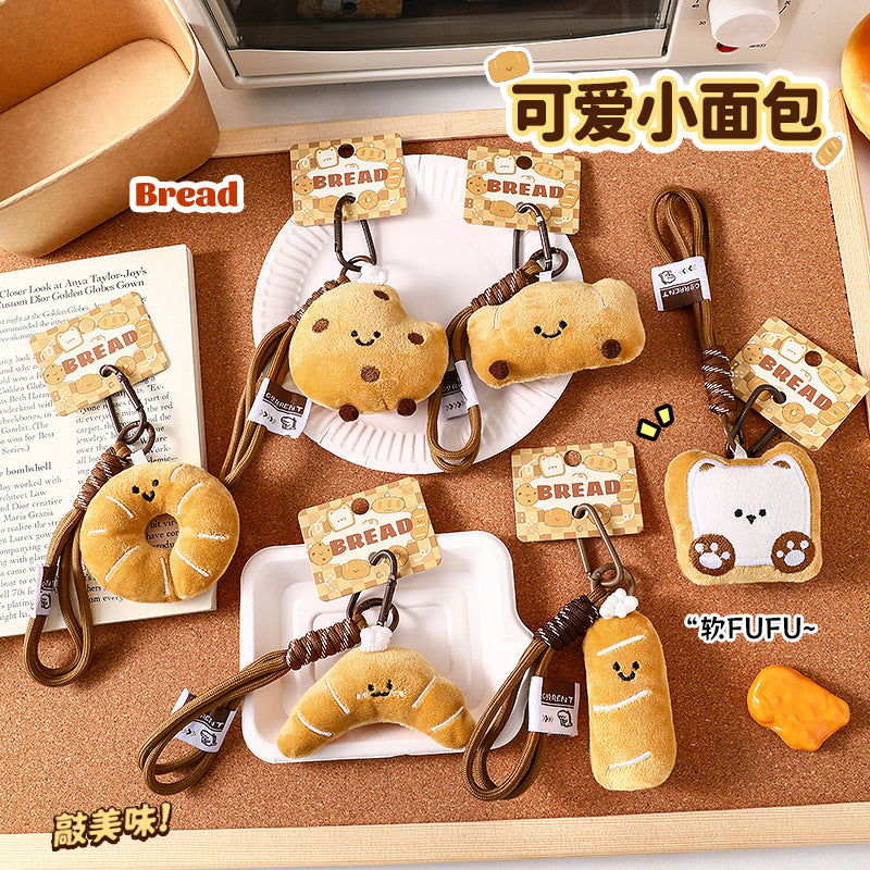 Kawaii Bread Plush Backpack Charm & Keychain