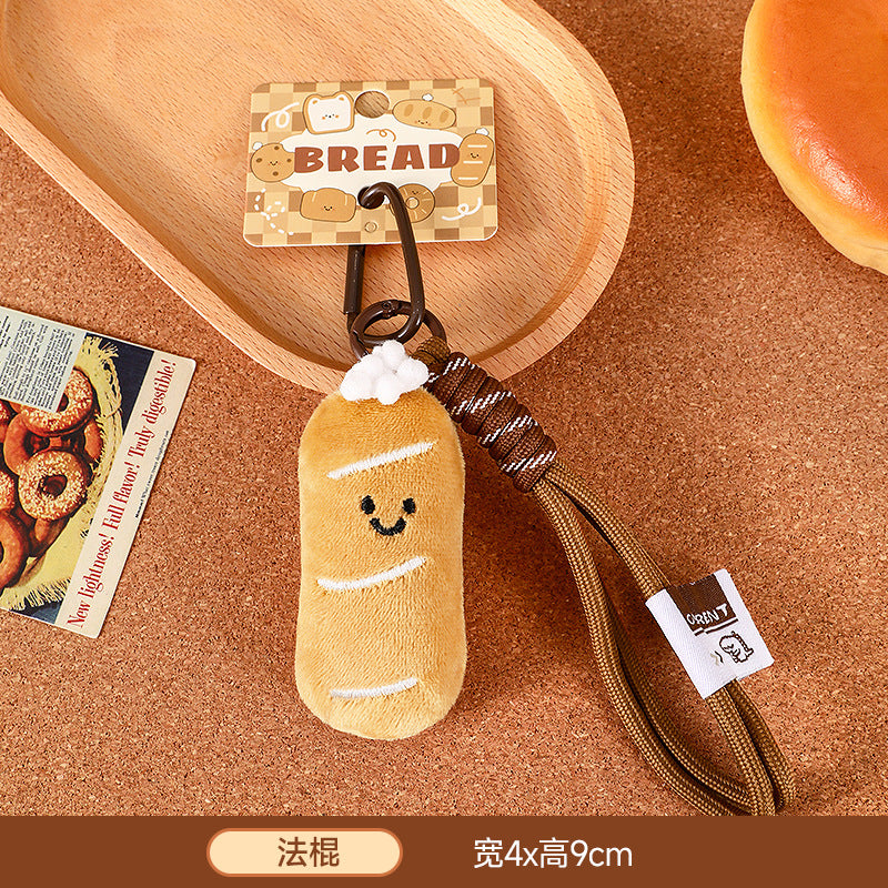 Kawaii Bread Plush Backpack Charm & Keychain