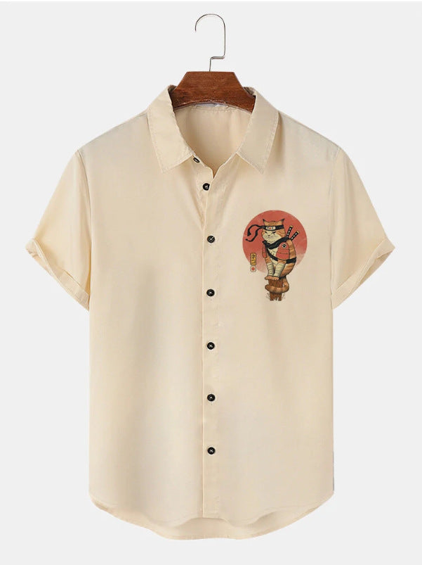 Samurai Cat Hawaiian Shirt