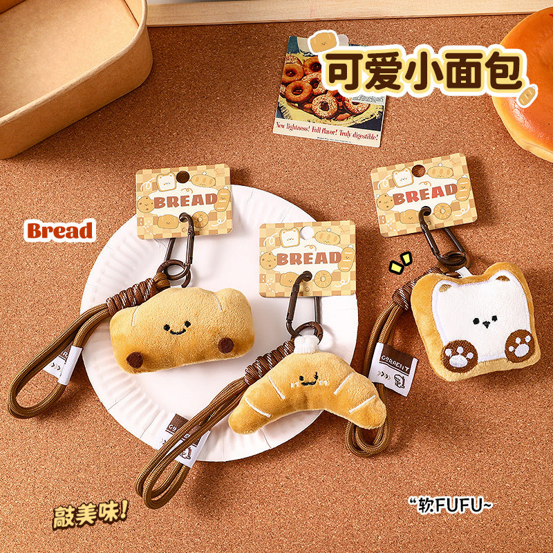 Kawaii Bread Plush Backpack Charm & Keychain
