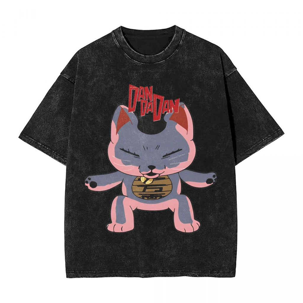 Vintage Lucky Cat Graphic Oversized T-Shirt
