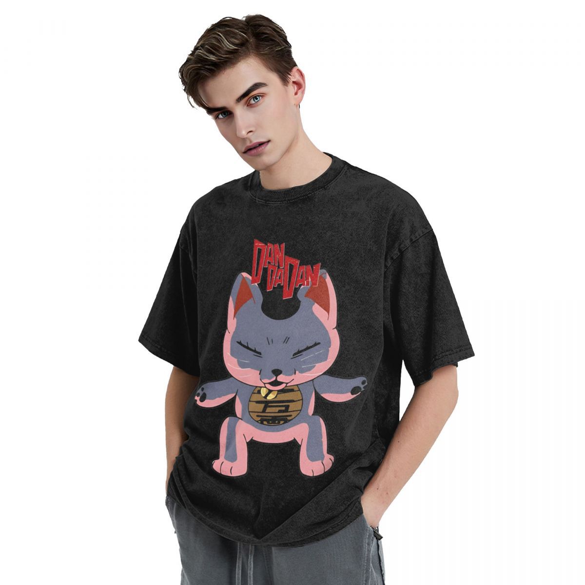 Vintage Lucky Cat Graphic Oversized T-Shirt