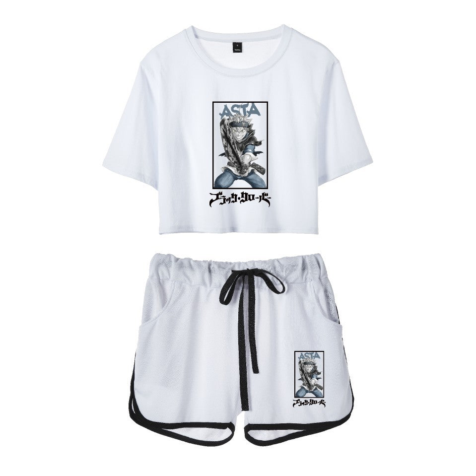 Cross-Border New Popular Japanese Comic Black Clover-Black Clover Women's Navel-Baring Short-Sleeved Suit