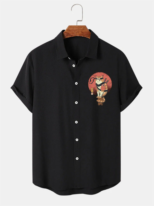 Samurai Cat Hawaiian Shirt