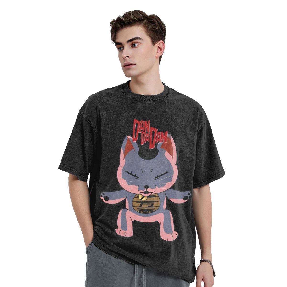 Vintage Lucky Cat Graphic Oversized T-Shirt