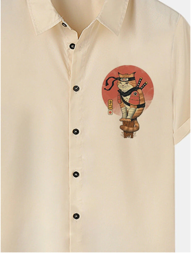 Samurai Cat Hawaiian Shirt