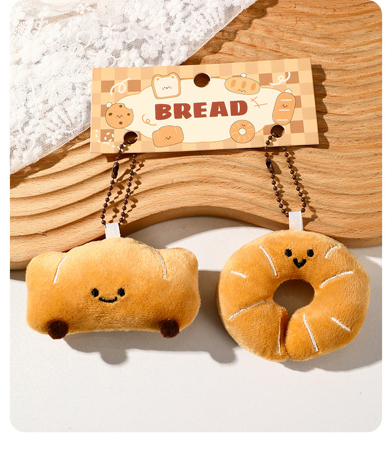 Kawaii Bread Plush Backpack Charm & Keychain
