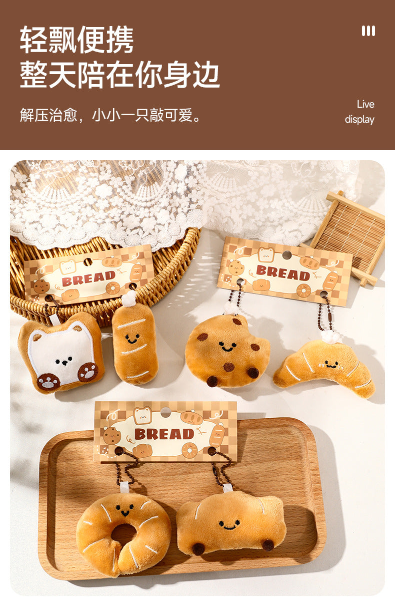 Kawaii Bread Plush Backpack Charm & Keychain
