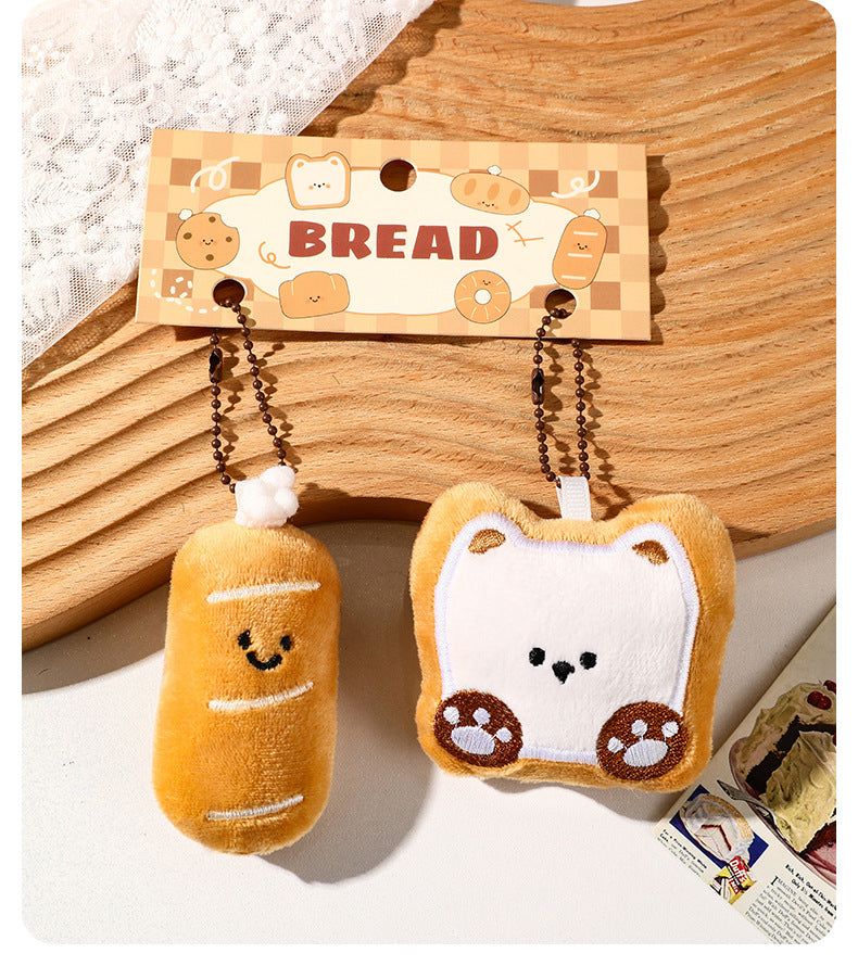 Kawaii Bread Plush Backpack Charm & Keychain