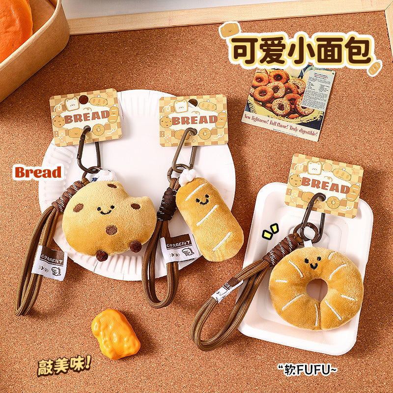 Kawaii Bread Plush Backpack Charm & Keychain
