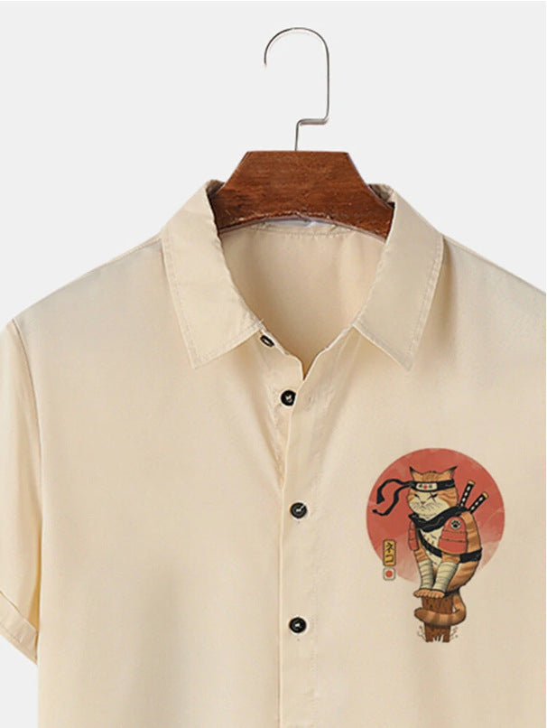 Samurai Cat Hawaiian Shirt