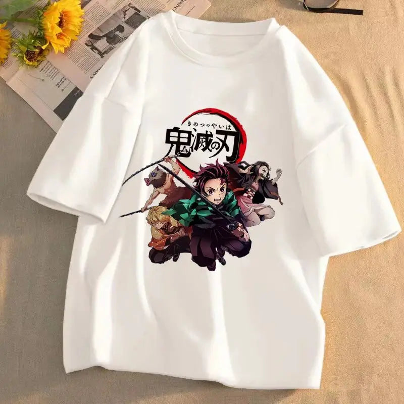 Demon Slayer Main Characters T-Shirt for Men Women Kids, Tanjiro Nezuko  Inosuke Graphic Tee, Oversized Cotton Short Sleeve Top
