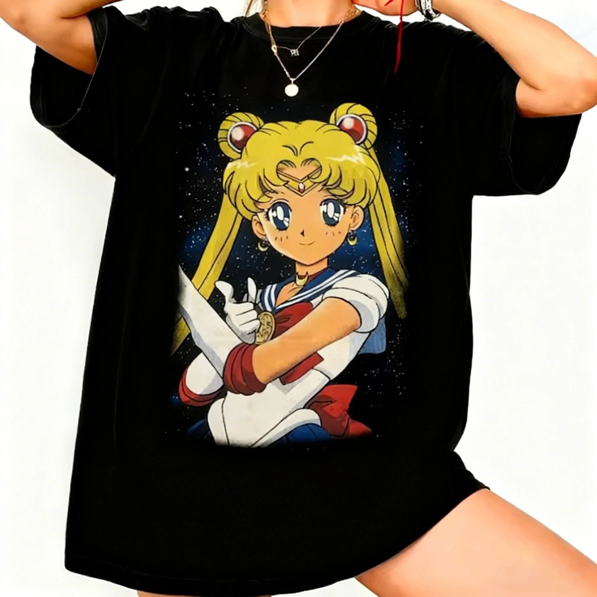 Sailor Moon Retro 90s Anime Graphic T Shirt Summer Cotton Men Women Tee Streetwear Casual Trend Short Sleeve Couple Hip Hop Top