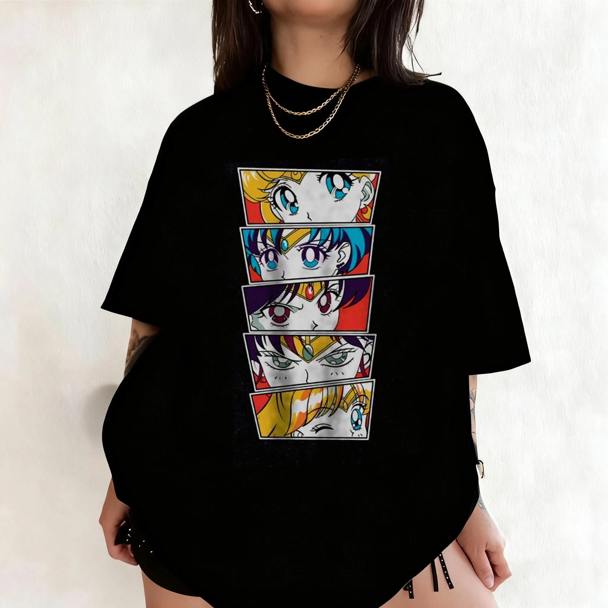 Sailor Moon Retro 90s Anime Graphic T Shirt Summer Cotton Men Women Tee Streetwear Casual Trend Short Sleeve Couple Hip Hop Top