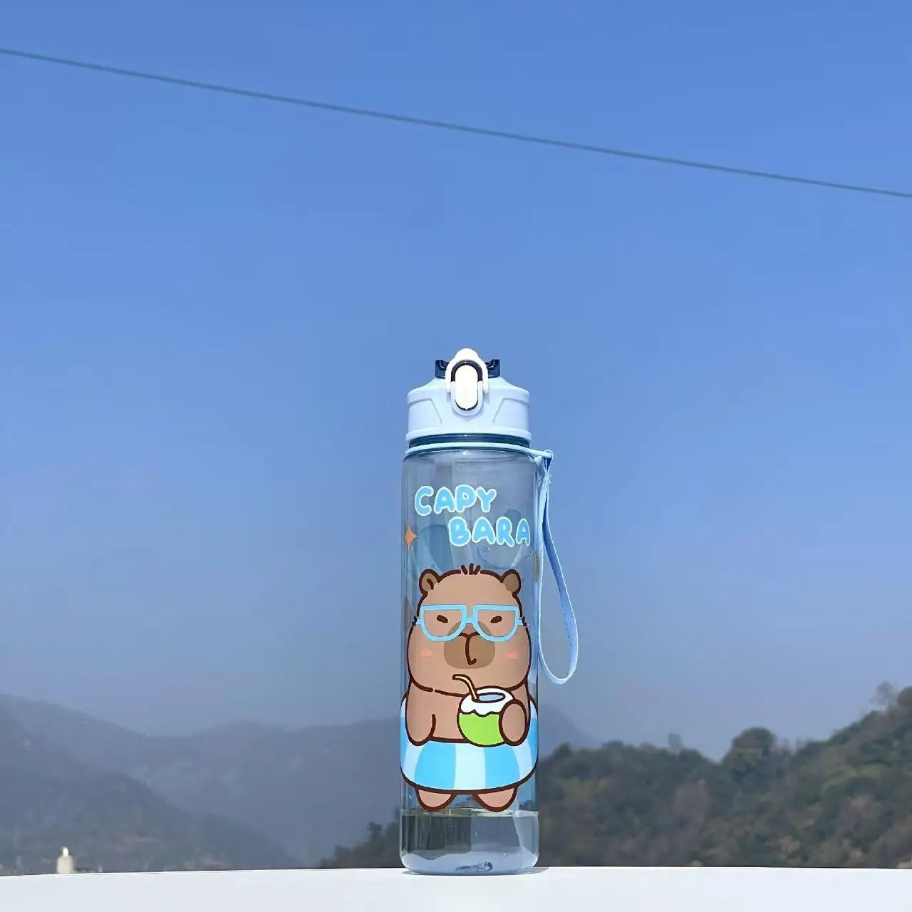 Capybara Cartoon Straw Cup, Cute Insulated Water Bottle with Zipper, Large Capacity, Lightweight & Portable for School, Outdoors