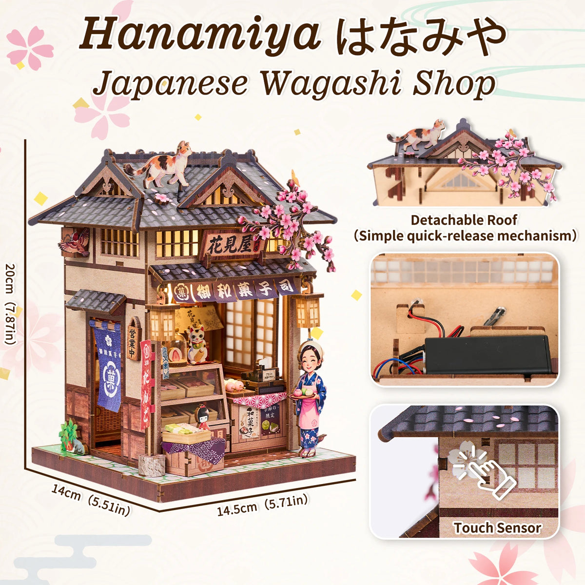 Hanamiya Wagashi Shop DIY Book Nook Kit with LED Lights