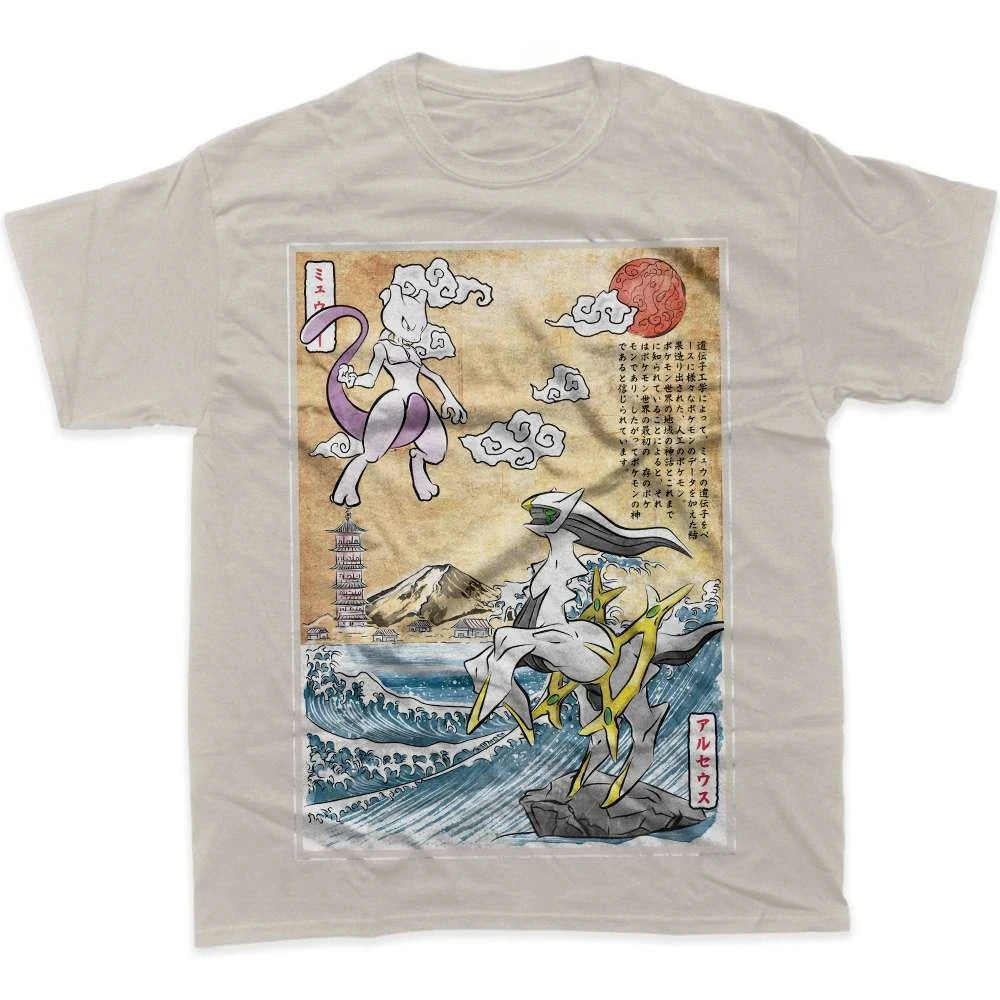 Arceus Mewtwo Graphic Tee, Pokemon Anime Shirt Men's 2026 Summer Fashion Oversize Street Casual Y2K Streetwear Clothing