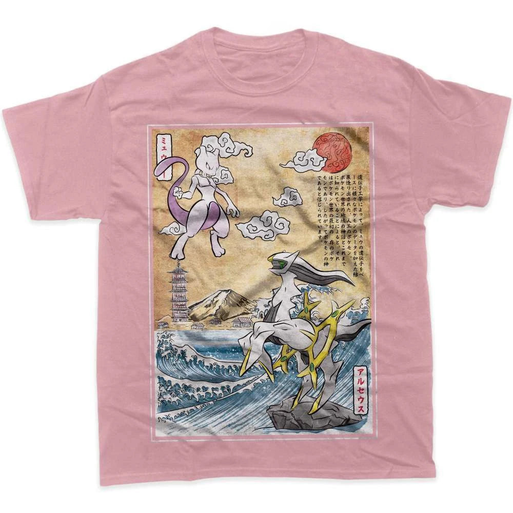 Arceus Mewtwo Graphic Tee, Pokemon Anime Shirt Men's 2026 Summer Fashion Oversize Street Casual Y2K Streetwear Clothing