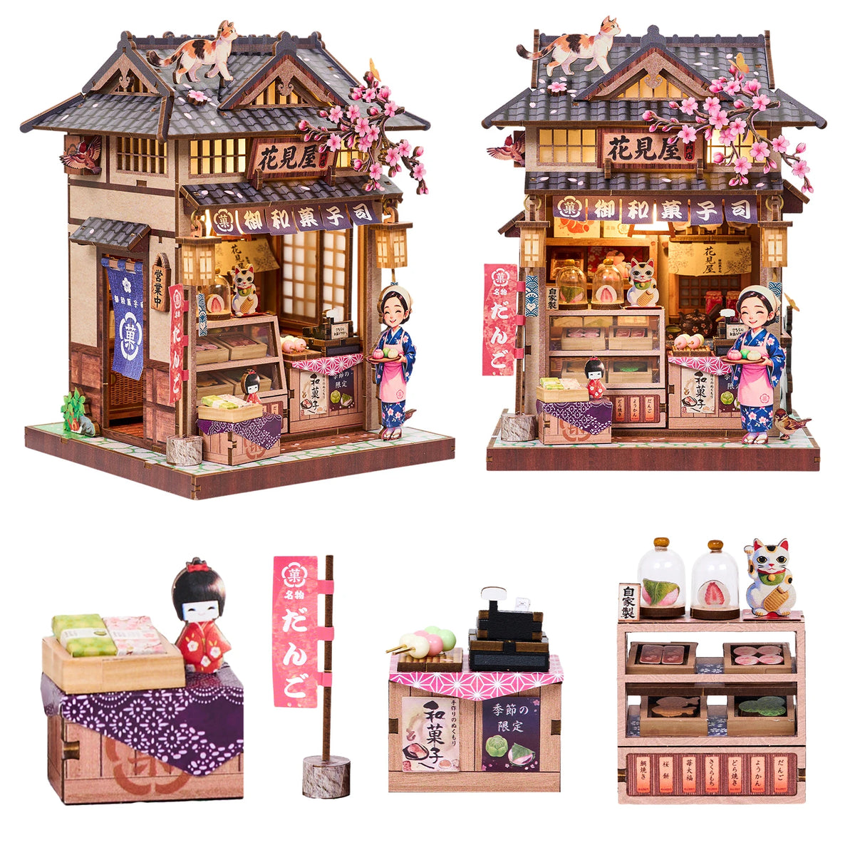 Hanamiya Wagashi Shop DIY Book Nook Kit with LED Lights
