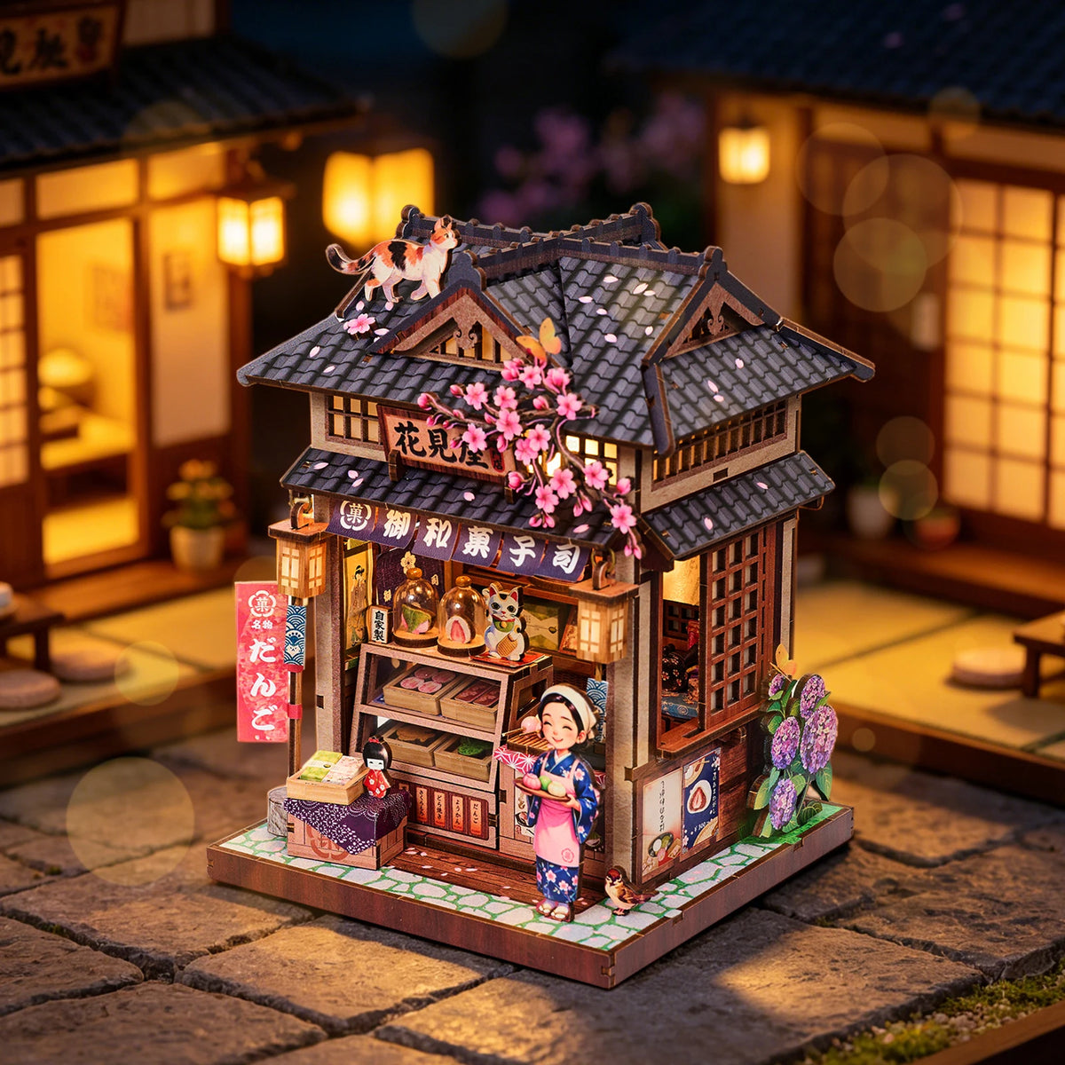 Hanamiya Wagashi Shop DIY Book Nook Kit with LED Lights
