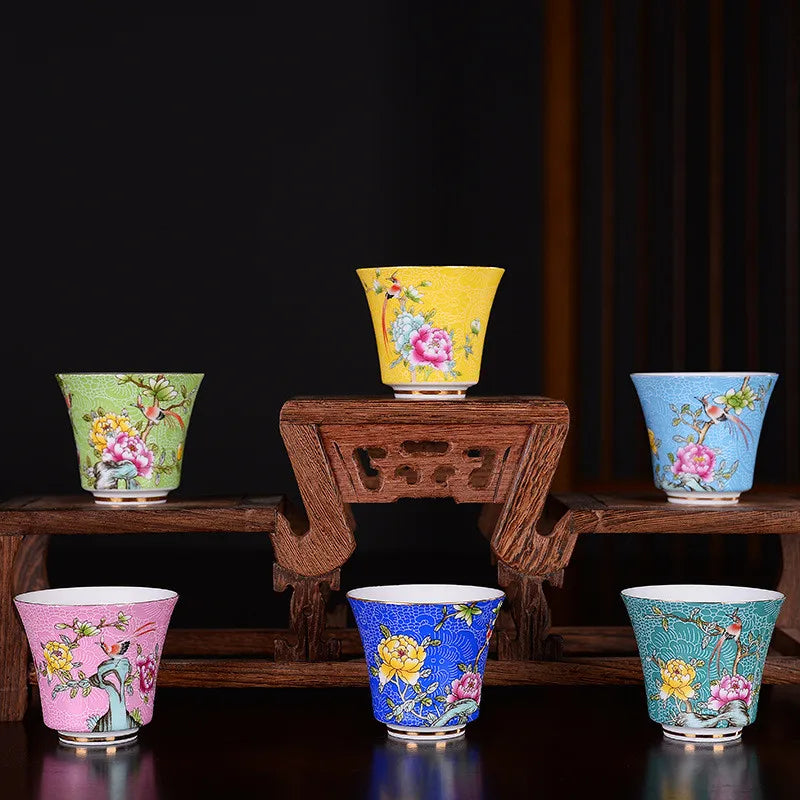 6-Piece Blue & White Porcelain Tea Cup Set