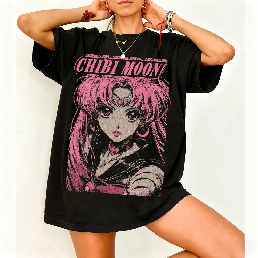 Sailor Moon Retro 90s Anime Graphic T Shirt Summer Cotton Men Women Tee Streetwear Casual Trend Short Sleeve Couple Hip Hop Top