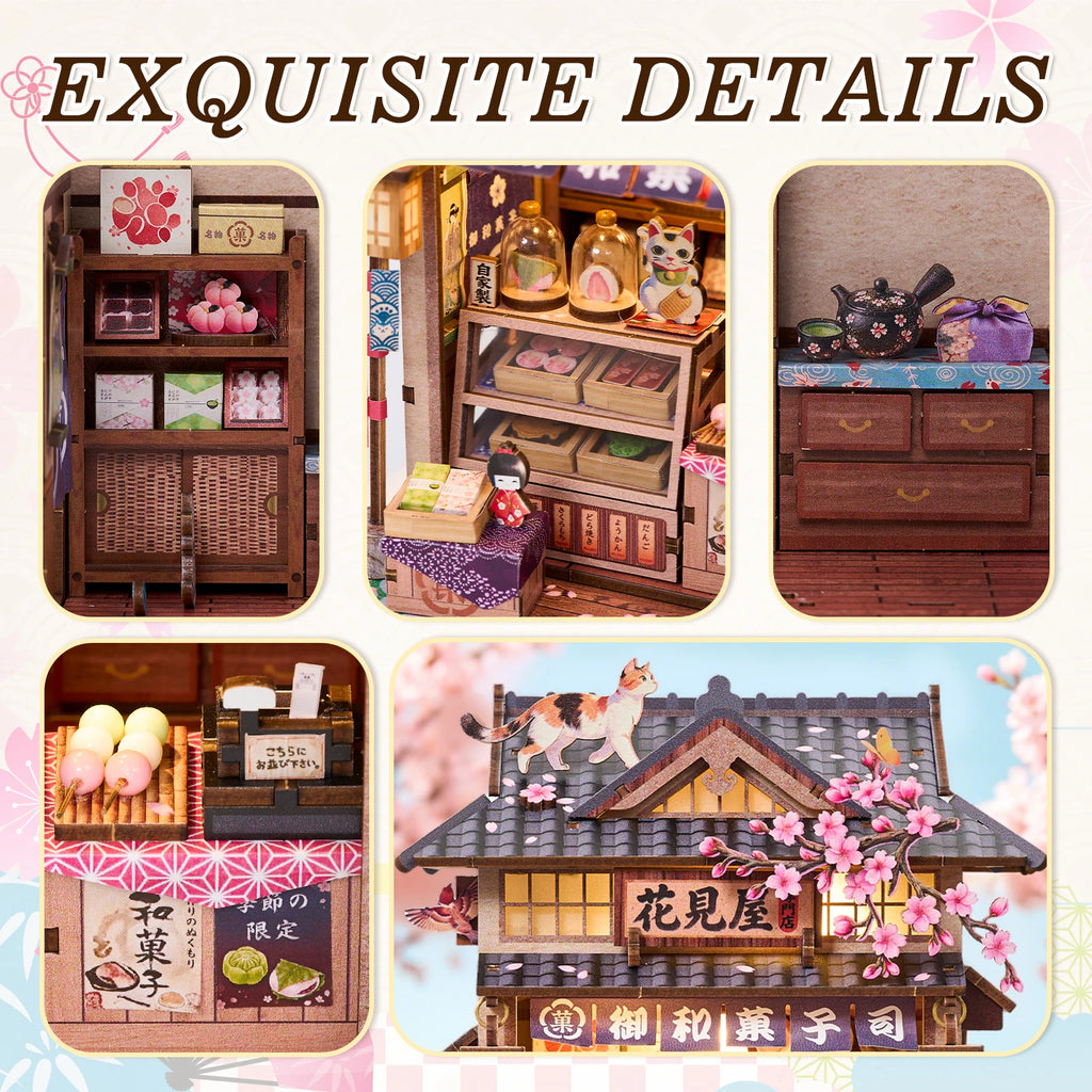 Hanamiya Wagashi Shop DIY Book Nook Kit with LED Lights