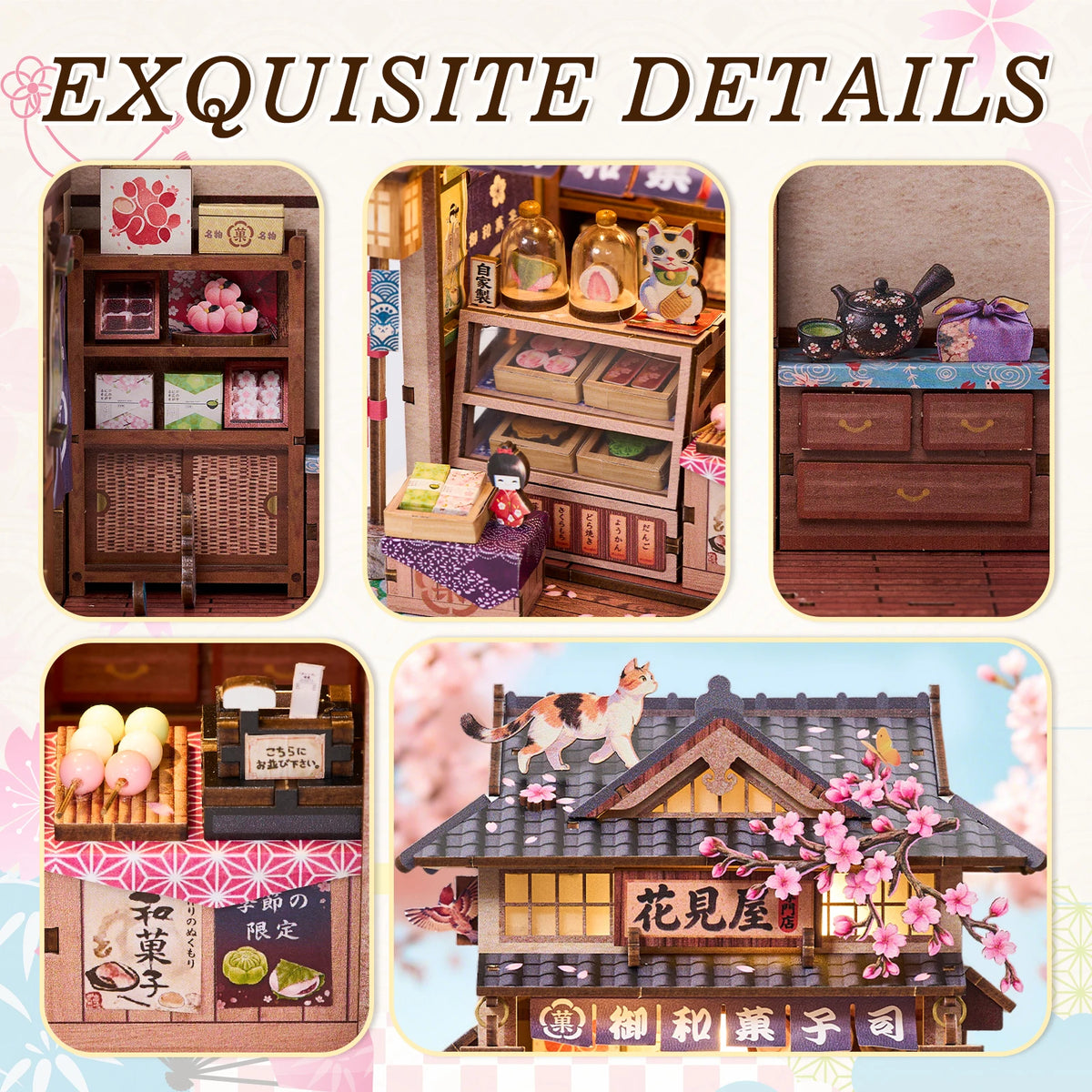 Hanamiya Wagashi Shop DIY Book Nook Kit with LED Lights