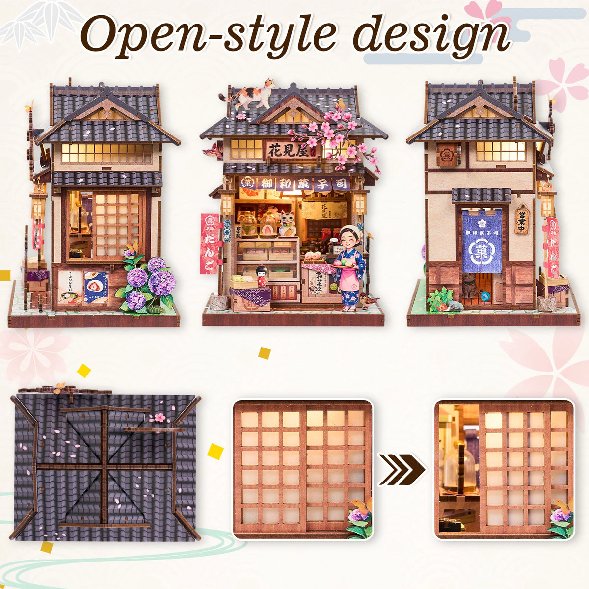 Hanamiya Wagashi Shop DIY Book Nook Kit with LED Lights