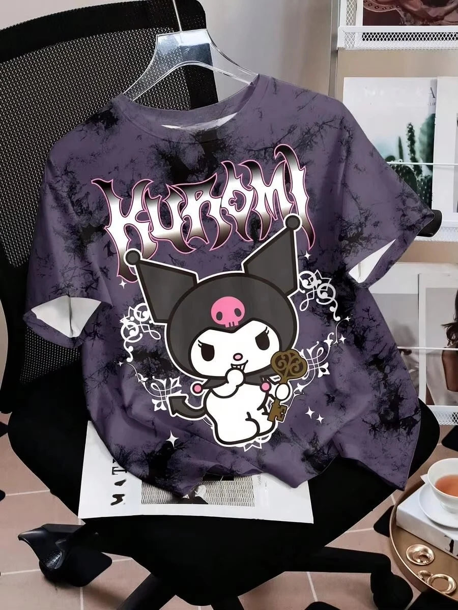 2026 Summer Hello Kitty 3D Printed Short Sleeve Men_Women Fashion Casual Plus Size T-shirt Kids Loose Comfortable Breathable Top