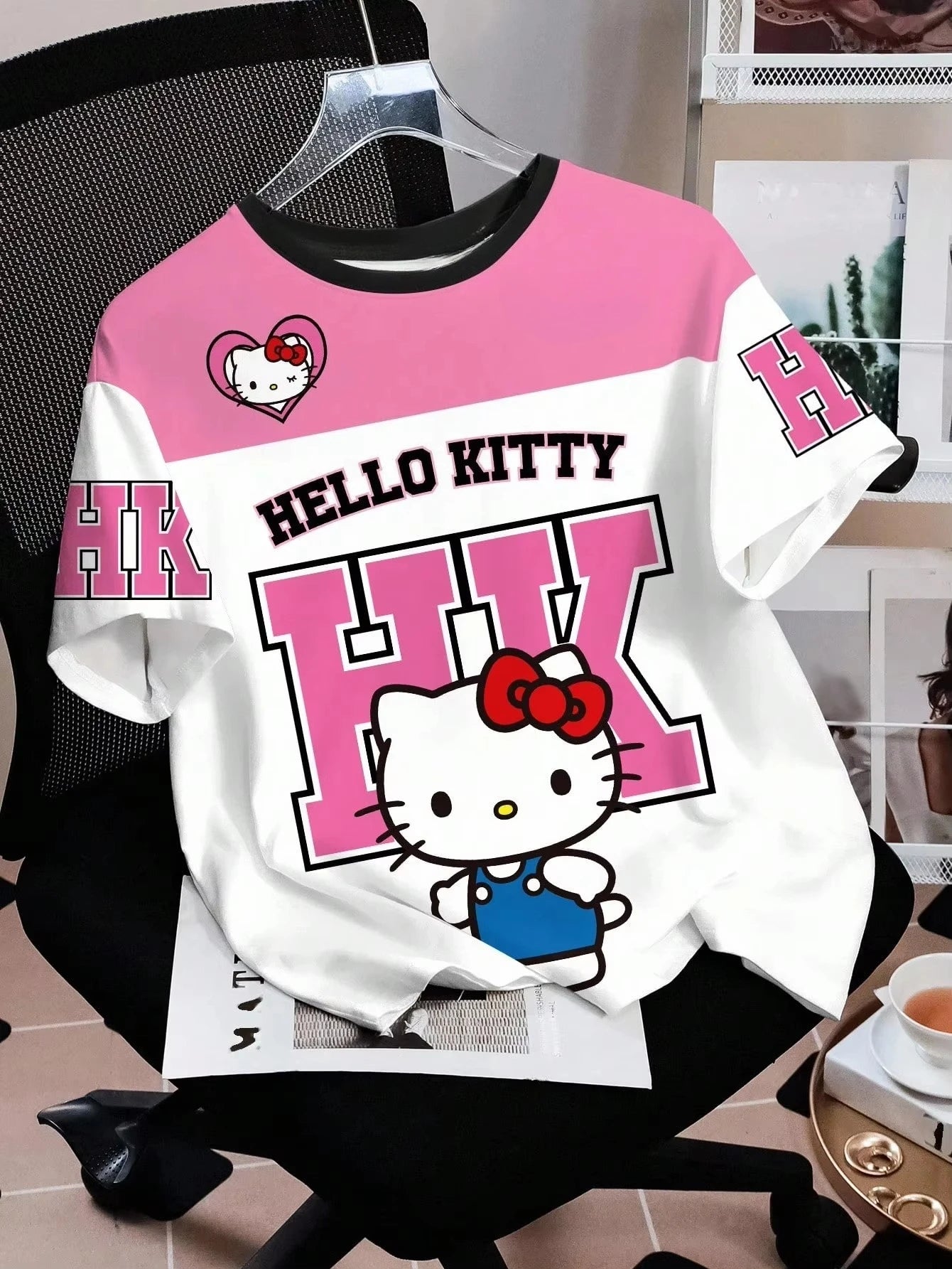 2026 Summer Hello Kitty 3D Printed Short Sleeve Men_Women Fashion Casual Plus Size T-shirt Kids Loose Comfortable Breathable Top